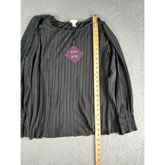Ava & Viv Shirt Women XXL 2XL Black Blouse Long Sleeve Flowy Business Stripe NWT - Picture 4 of 8